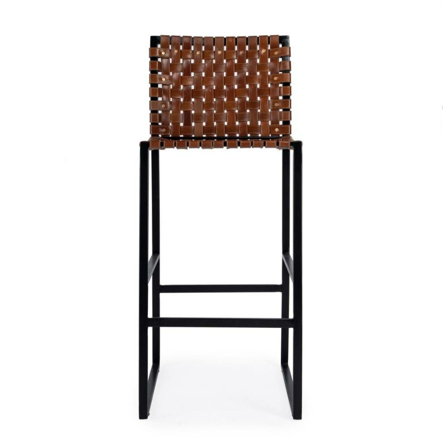 Barstools * | Fire Sale Urban Bar Stool In Brown Woven Leather Butler Specialty 5445344