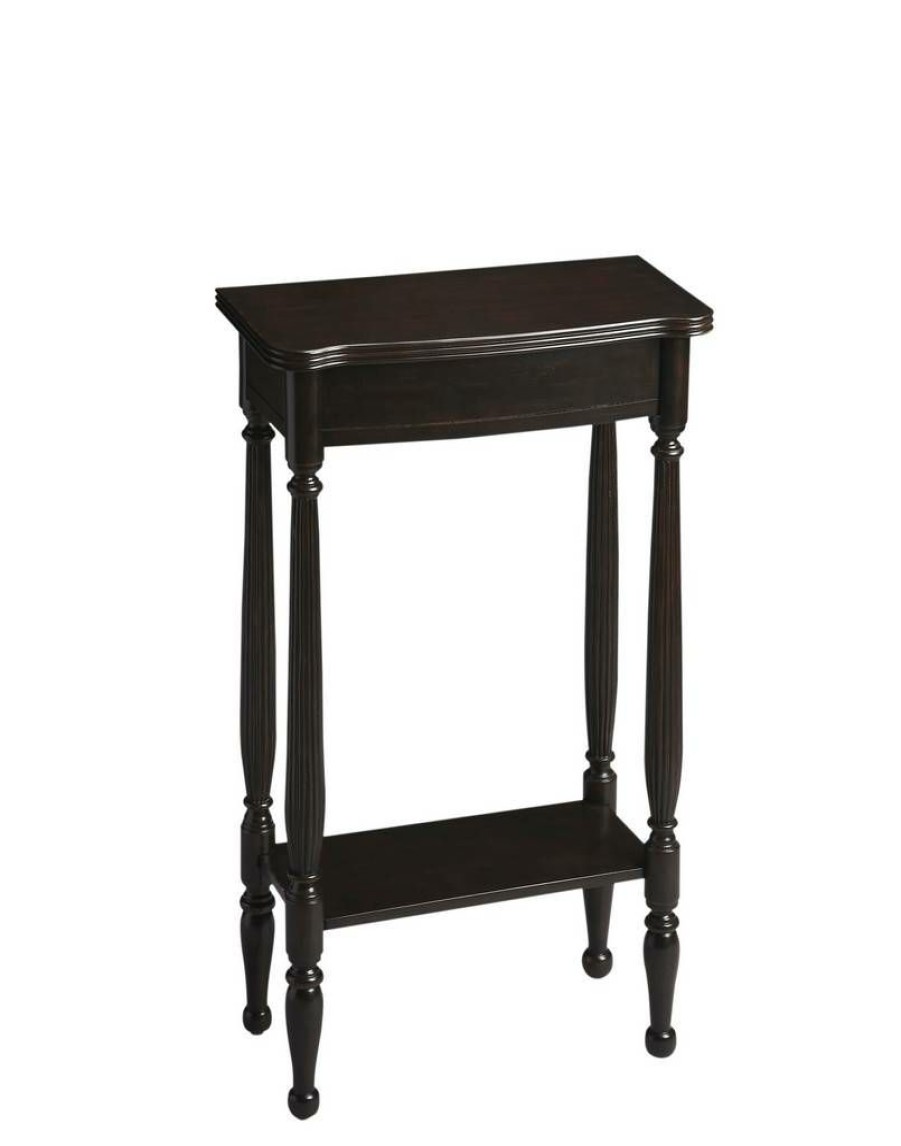 Console & Sofa Tables * | Classical Rubbed Black Console Table Butler Specialty 3011234