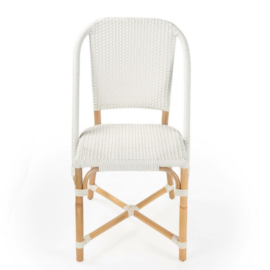 Chairs & Recliners * | Shop New Butler Tenor White & Black Rattan Side Chair Butler Specialty 5398304