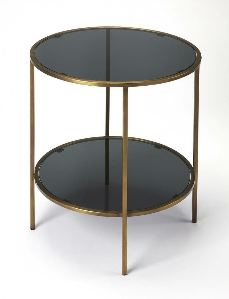 End & Side Tables * | Excellent Roxanne Iron & Glass End Table Butler Specialty 3872140