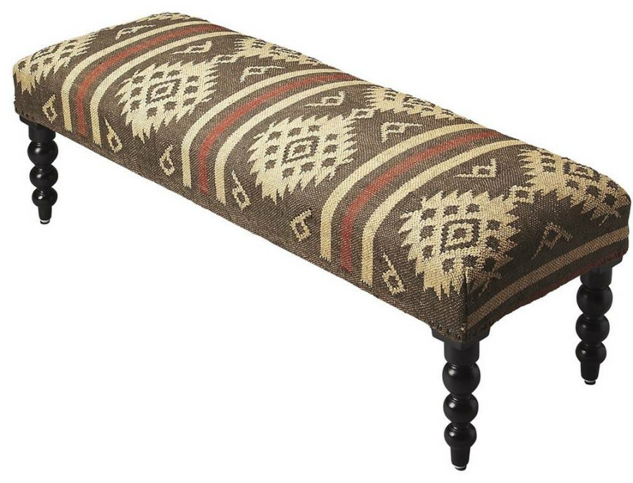 Benches * | Hot Selling Navajo Jute Upholstered Bench Butler Specialty 4288999