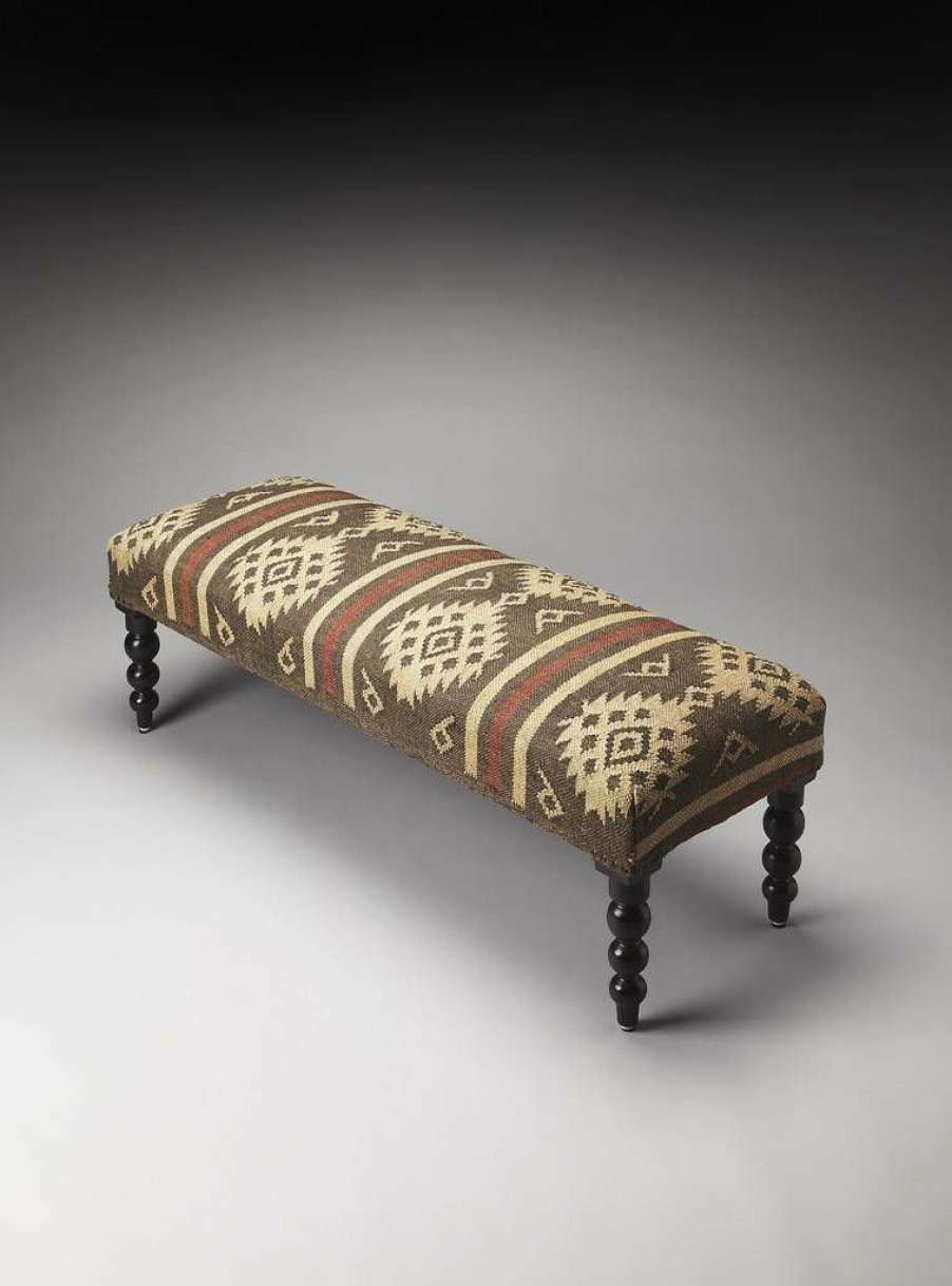 Benches * | Hot Selling Navajo Jute Upholstered Bench Butler Specialty 4288999