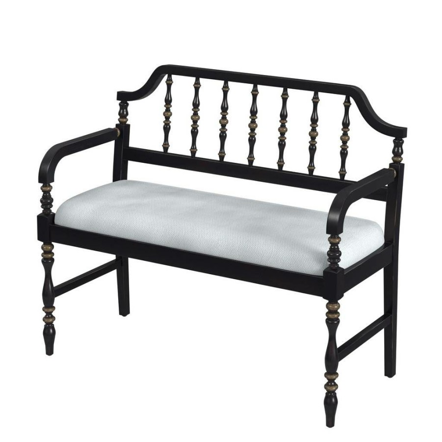 Benches * | Fire Sale Emilia Cafe Noir Upholstered Bench Butler Specialty 3811104