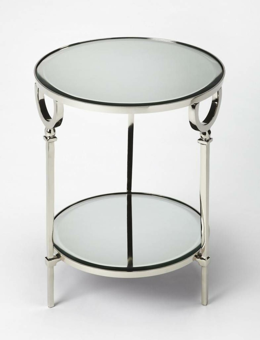 End & Side Tables * | Popular Jolene Metal & Mirror End Table Butler Specialty 3940140