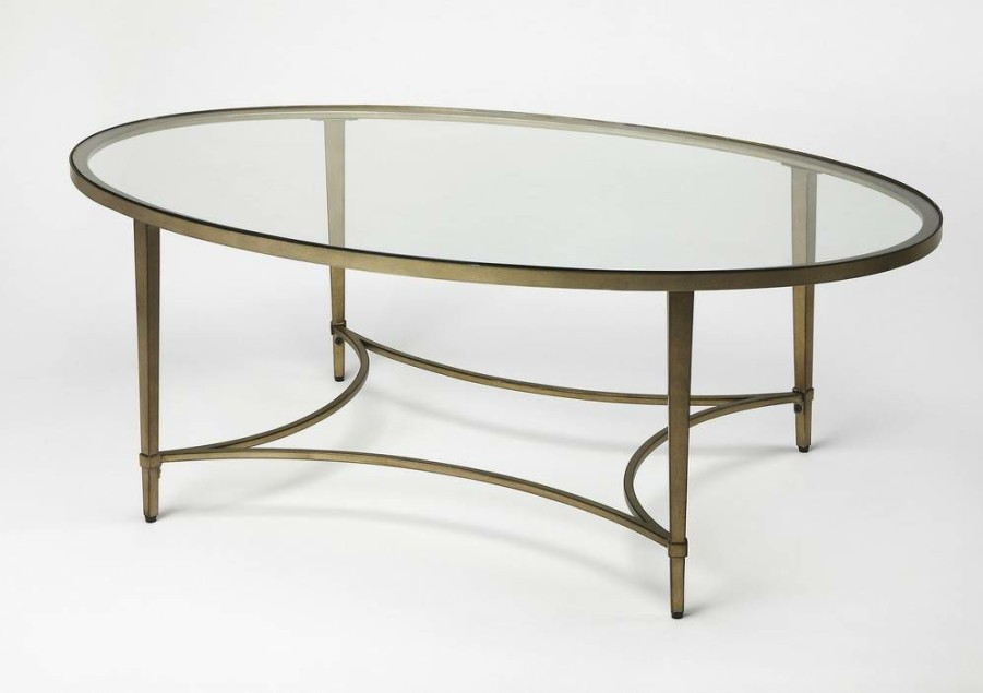 Coffee Tables * | Wholesale Monica Gold Oval Coffee Table Butler Specialty 3802355