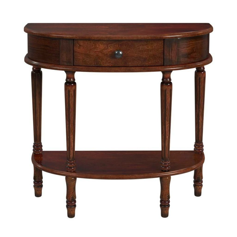 Console & Sofa Tables * | Cheap Online Mozart Cherry Demilune Console Table With Storage Butler Specialty 667024