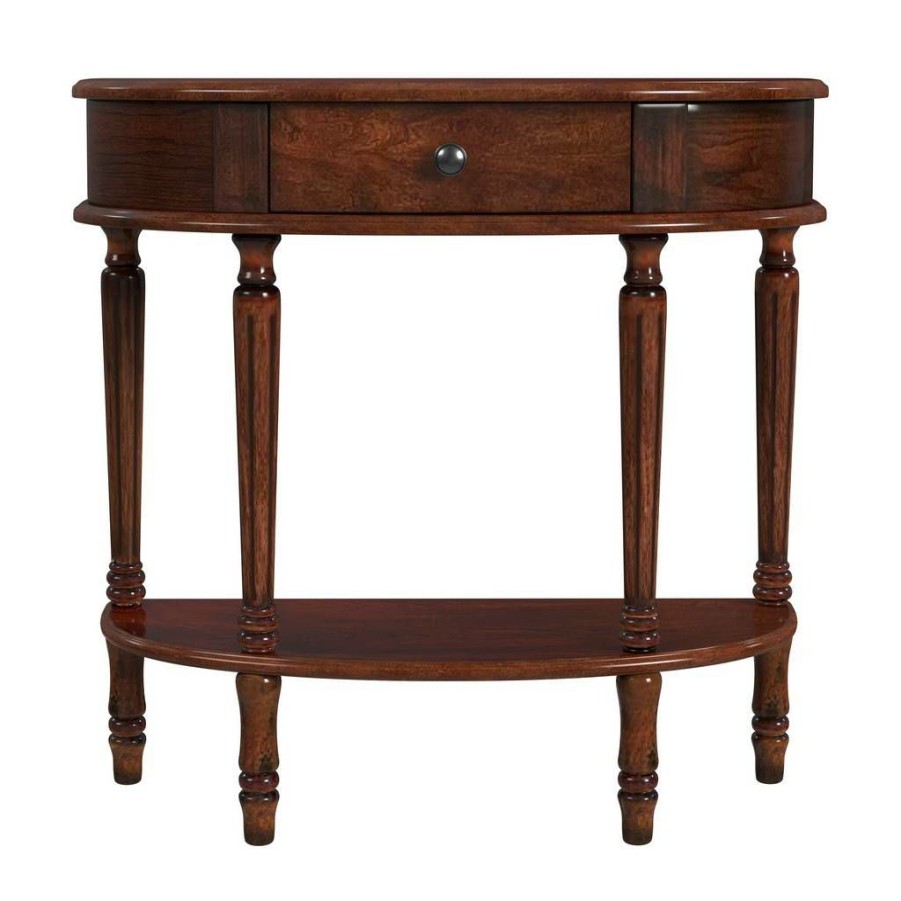 Console & Sofa Tables * | Cheap Online Mozart Cherry Demilune Console Table With Storage Butler Specialty 667024