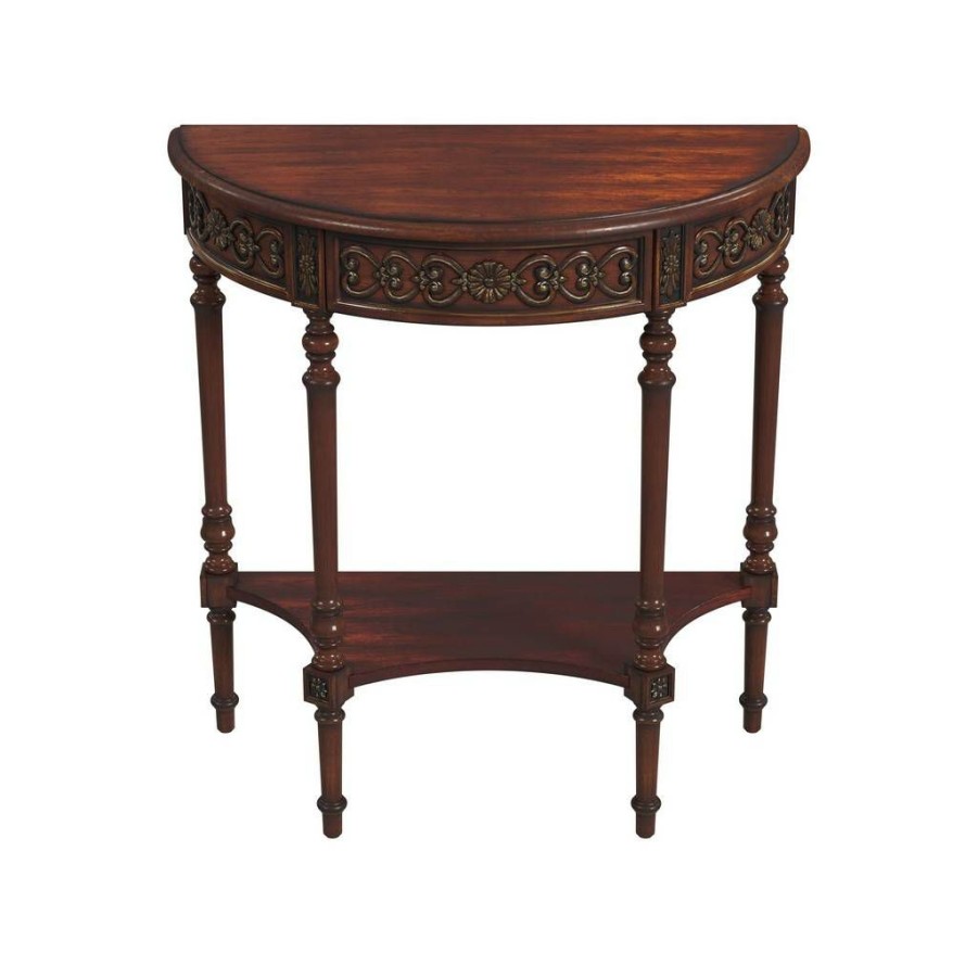 Console & Sofa Tables * | Best Quality Danelle Demilune 30 Console Table, Brown Butler Specialty 7027024