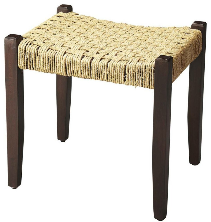 Benches * | Quick Delivery Garner Woven Jute Stool Butler Specialty 4269140