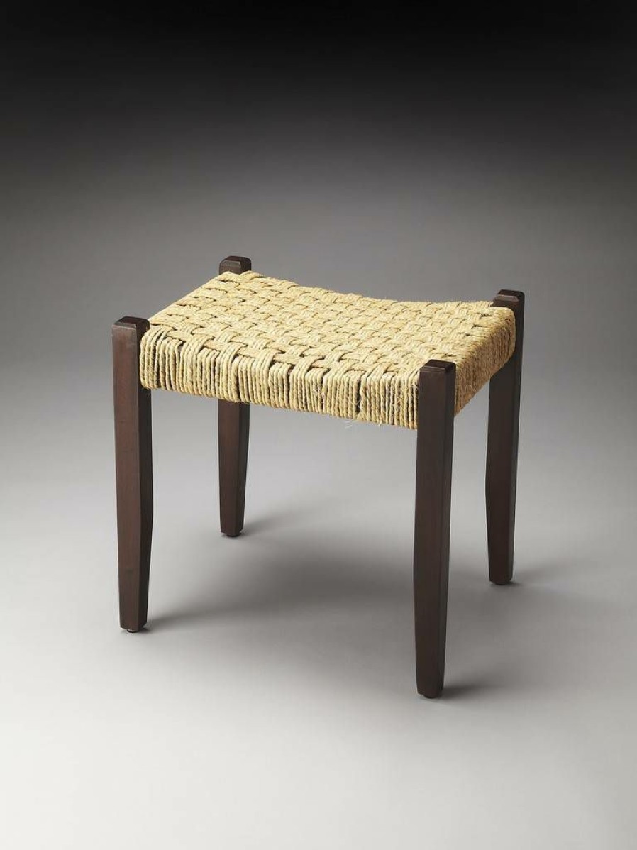 Benches * | Quick Delivery Garner Woven Jute Stool Butler Specialty 4269140