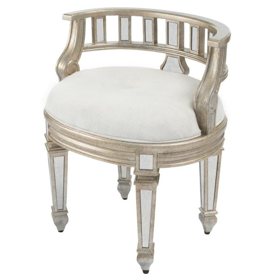 Benches * | Featured Rebecca Mirrored Vanity Stool Butler Specialty 3762146