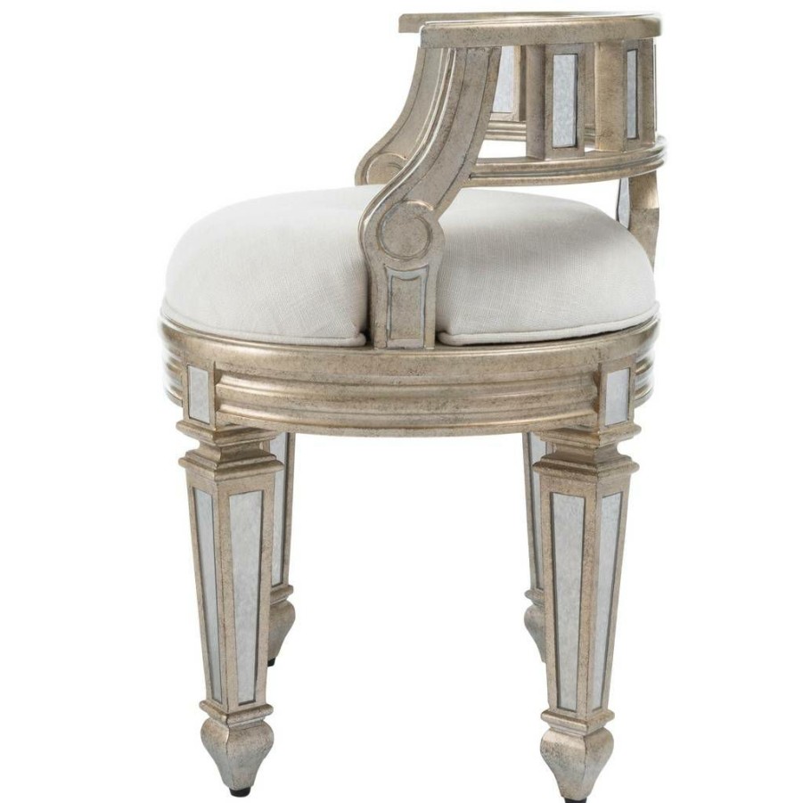 Benches * | Featured Rebecca Mirrored Vanity Stool Butler Specialty 3762146