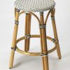 Barstools * | Best Choice Tobias Counter Stool In Black & White Rattan Butler Specialty 9371295