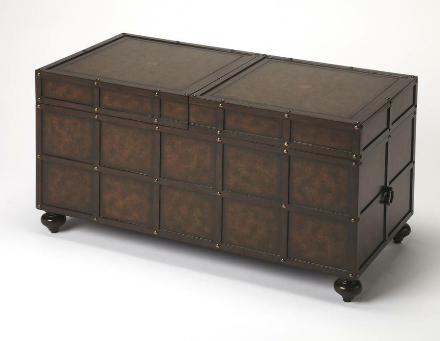 Coffee Tables * | Sales Dennard Faux Leather Storage Coffee Table Butler Specialty 3857070