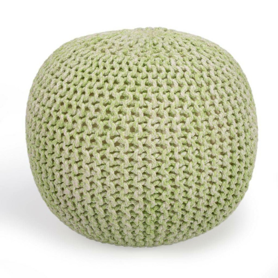 Benches * | Featured Pincushion Green Woven Pouffe Butler Specialty 3689292