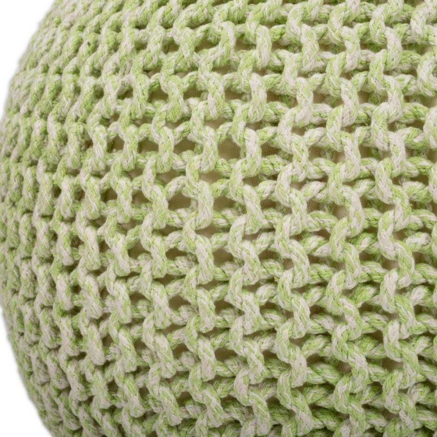 Benches * | Featured Pincushion Green Woven Pouffe Butler Specialty 3689292