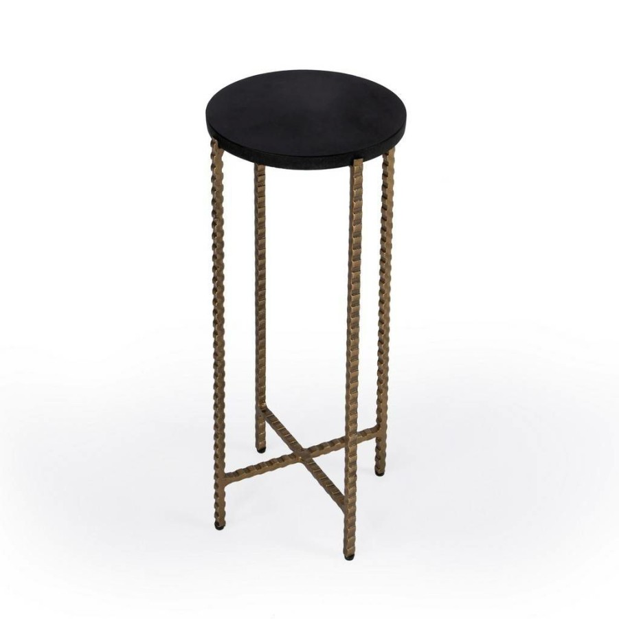 End & Side Tables * | Latest Butler Nigella Black Granite Cross Legs Side Table Butler Specialty 5612414