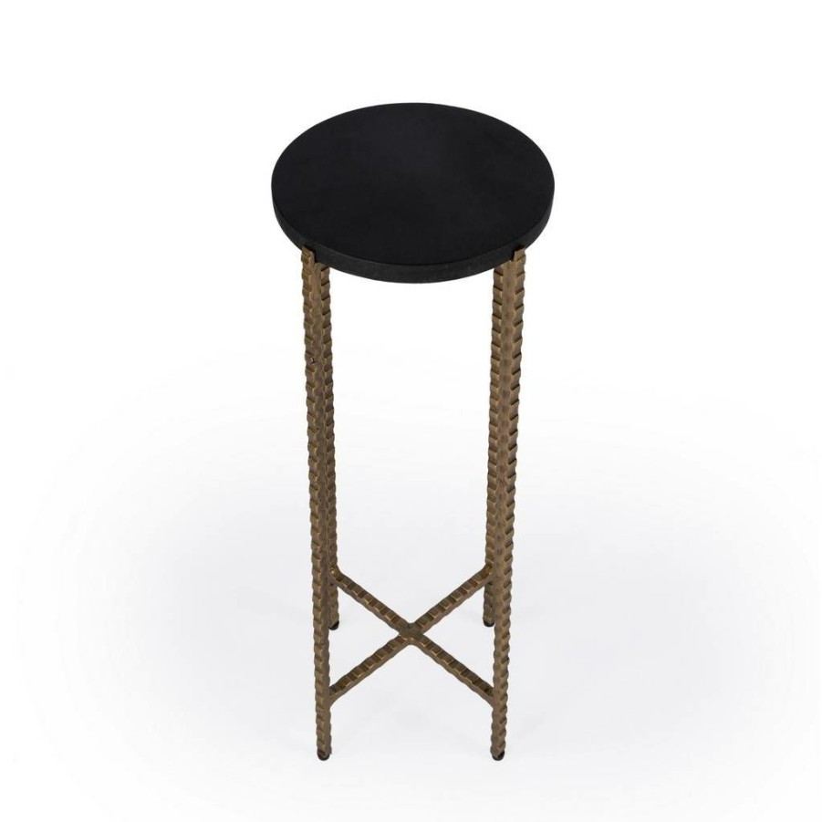 End & Side Tables * | Latest Butler Nigella Black Granite Cross Legs Side Table Butler Specialty 5612414