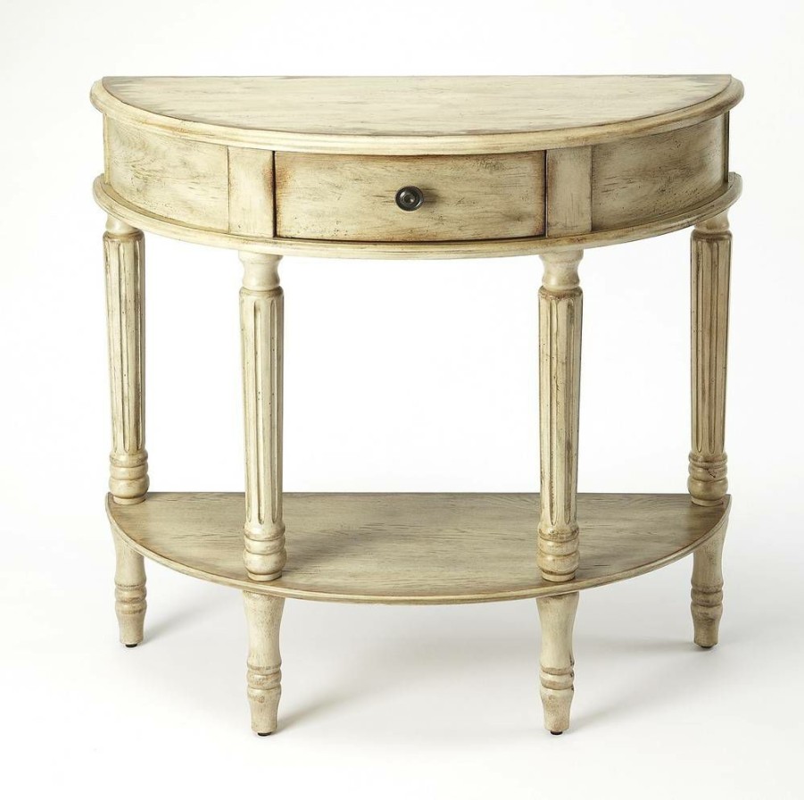 Console & Sofa Tables * | Classical Mozart Chateau Gray Demilune Console Table Butler Specialty 667230