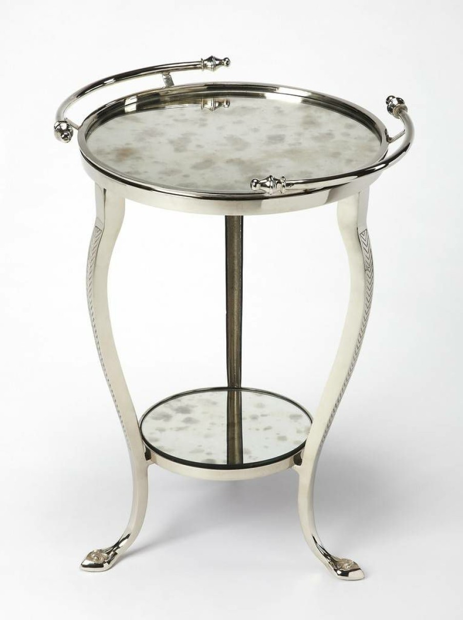 End & Side Tables * | Shop New Viola Metal & Mirror End Table Butler Specialty 3947260