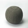 Benches * | Best Choice Pincushion Gray Woven Pouffe Butler Specialty 3689329