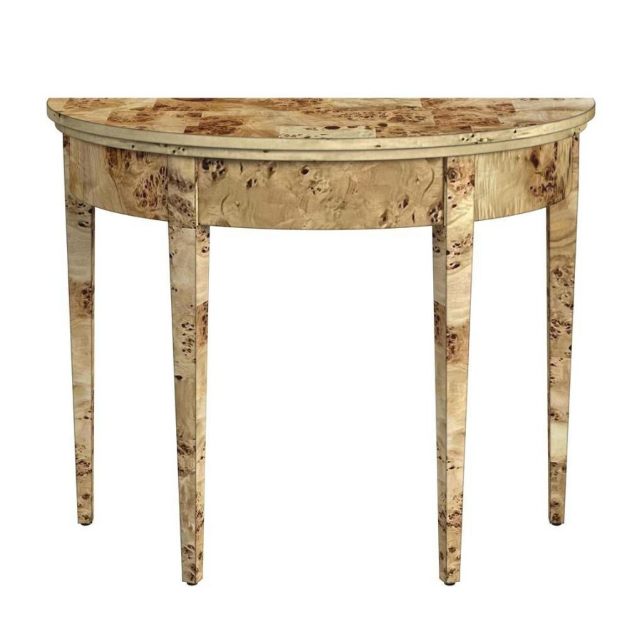 Console & Sofa Tables * | Classical Hampton Demilune Light Burl 36 Console Table, Light Brown Butler Specialty 1533443