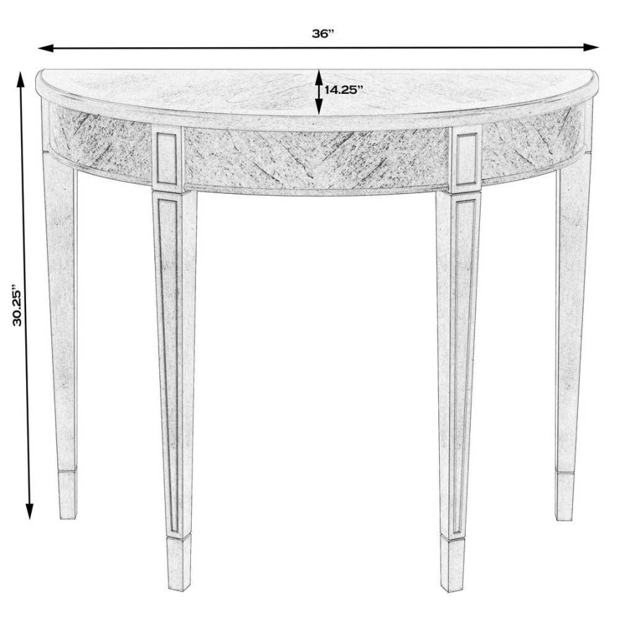 Console & Sofa Tables * | Classical Hampton Demilune Light Burl 36 Console Table, Light Brown Butler Specialty 1533443