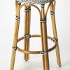 Barstools * | Featured Tobias Bar Stool In Black & White Rattan Butler Specialty 9370295