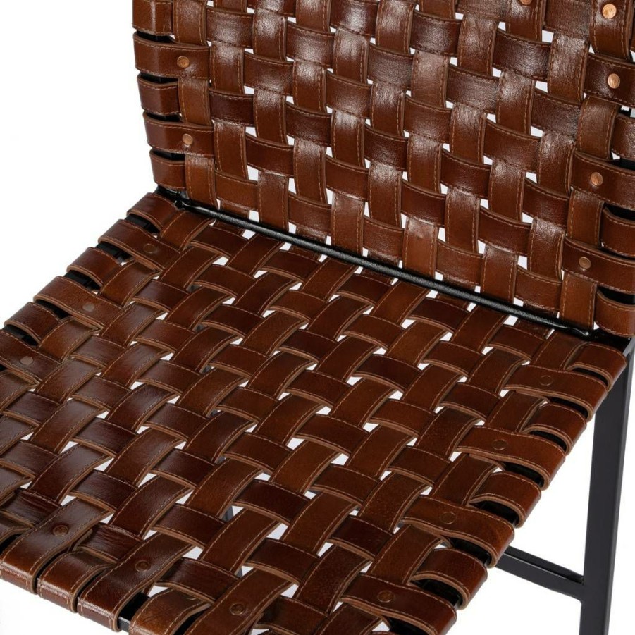 Barstools * | Popular Urban Counter Stool In Brown Woven Leather Butler Specialty 5446344