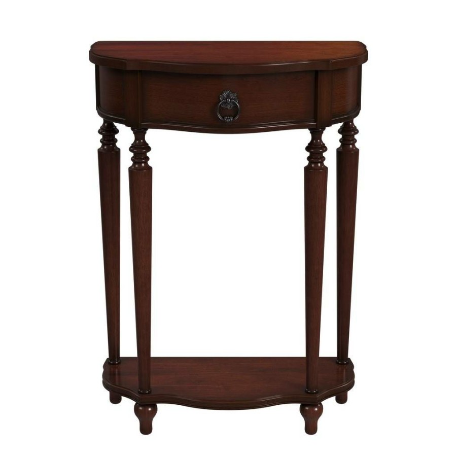 Console & Sofa Tables * | Cheap Online Ashby Demilune Cherry Console Table With Storage Butler Specialty 2101024