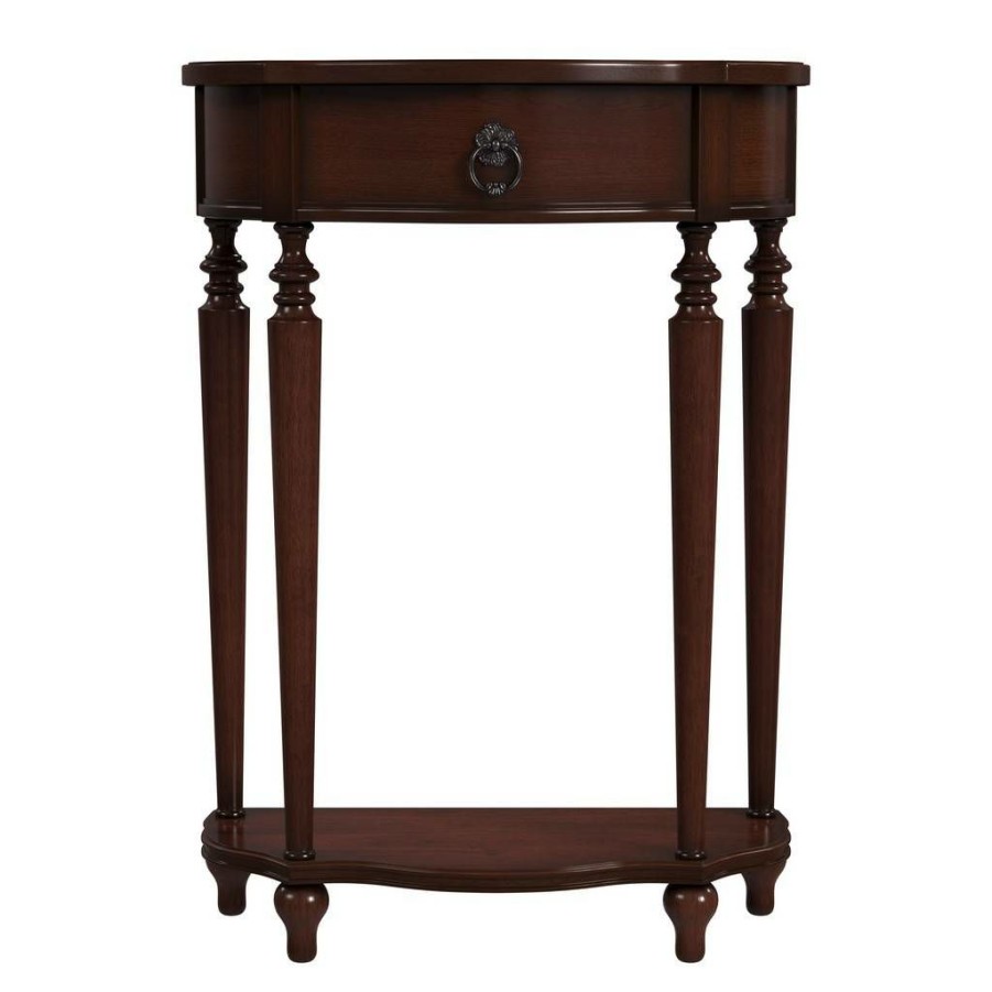 Console & Sofa Tables * | Cheap Online Ashby Demilune Cherry Console Table With Storage Butler Specialty 2101024