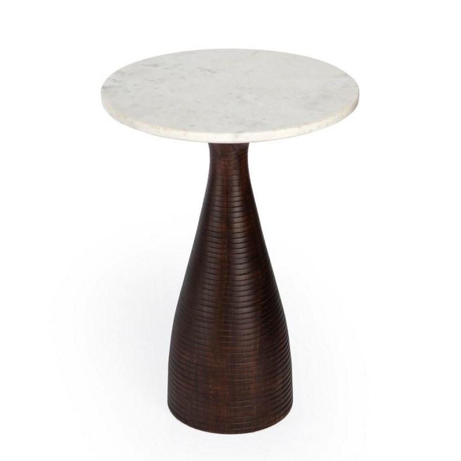 End & Side Tables * | Featured Julia Marble Pedestal End Table, Brown Butler Specialty 5627140