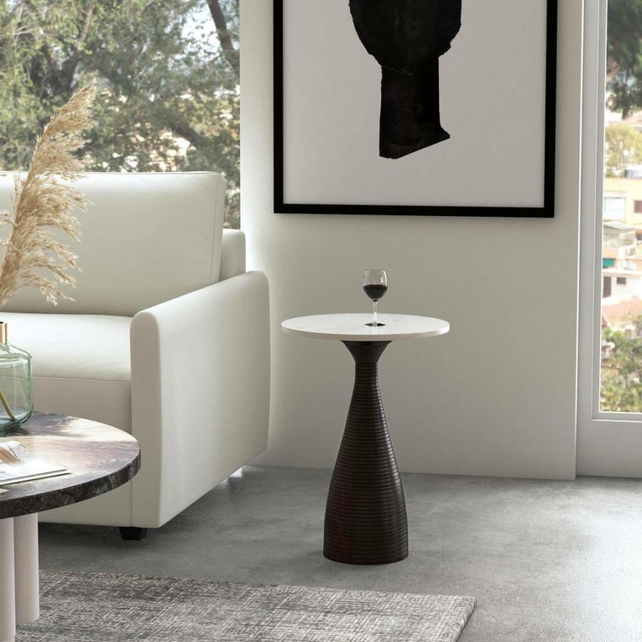 End & Side Tables * | Featured Julia Marble Pedestal End Table, Brown Butler Specialty 5627140