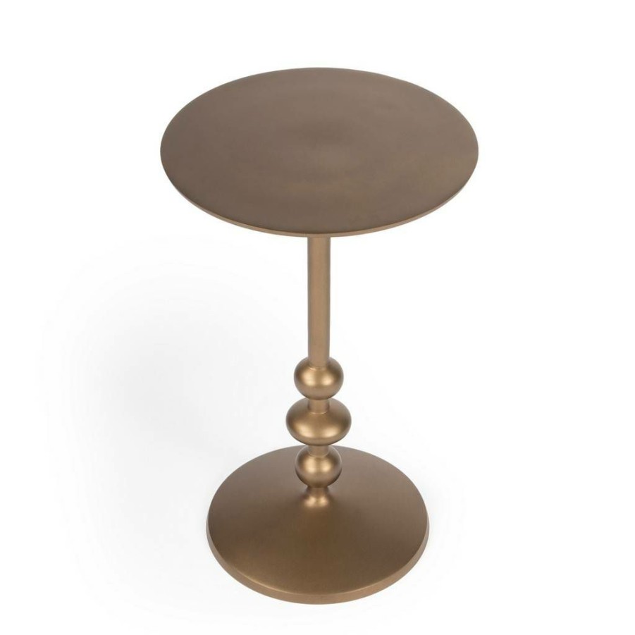 End & Side Tables * | Latest Butler Zora Bronze Iron Pedestal End Table Butler Specialty 9340392