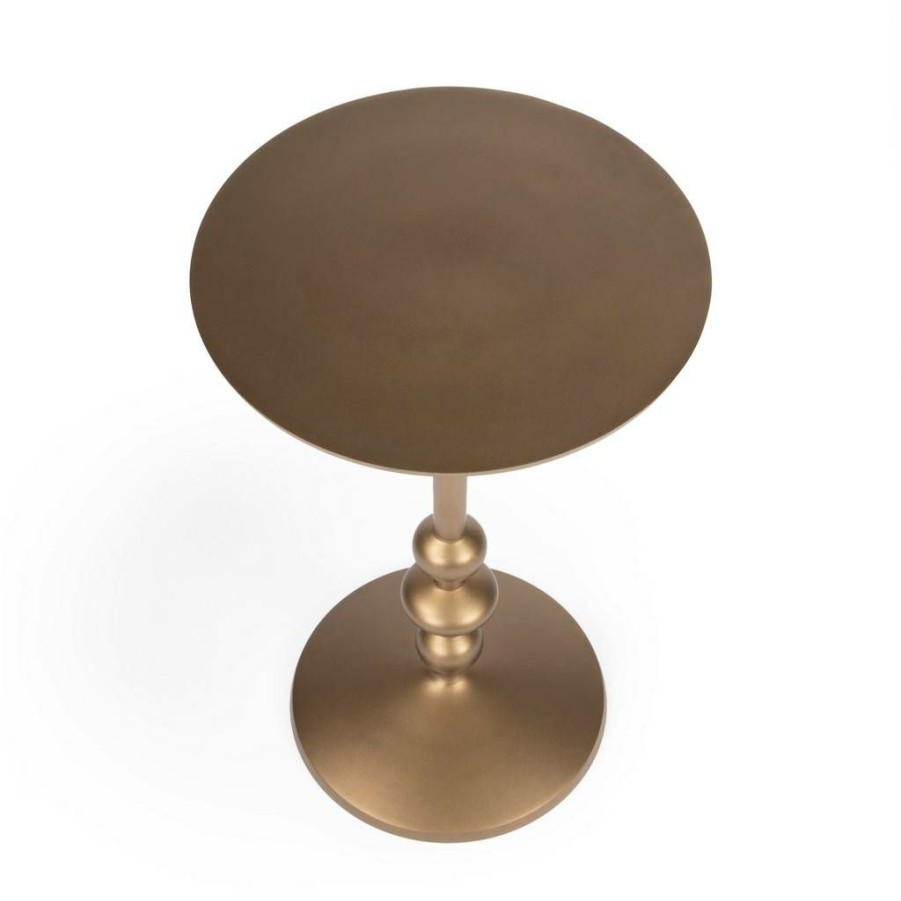 End & Side Tables * | Latest Butler Zora Bronze Iron Pedestal End Table Butler Specialty 9340392