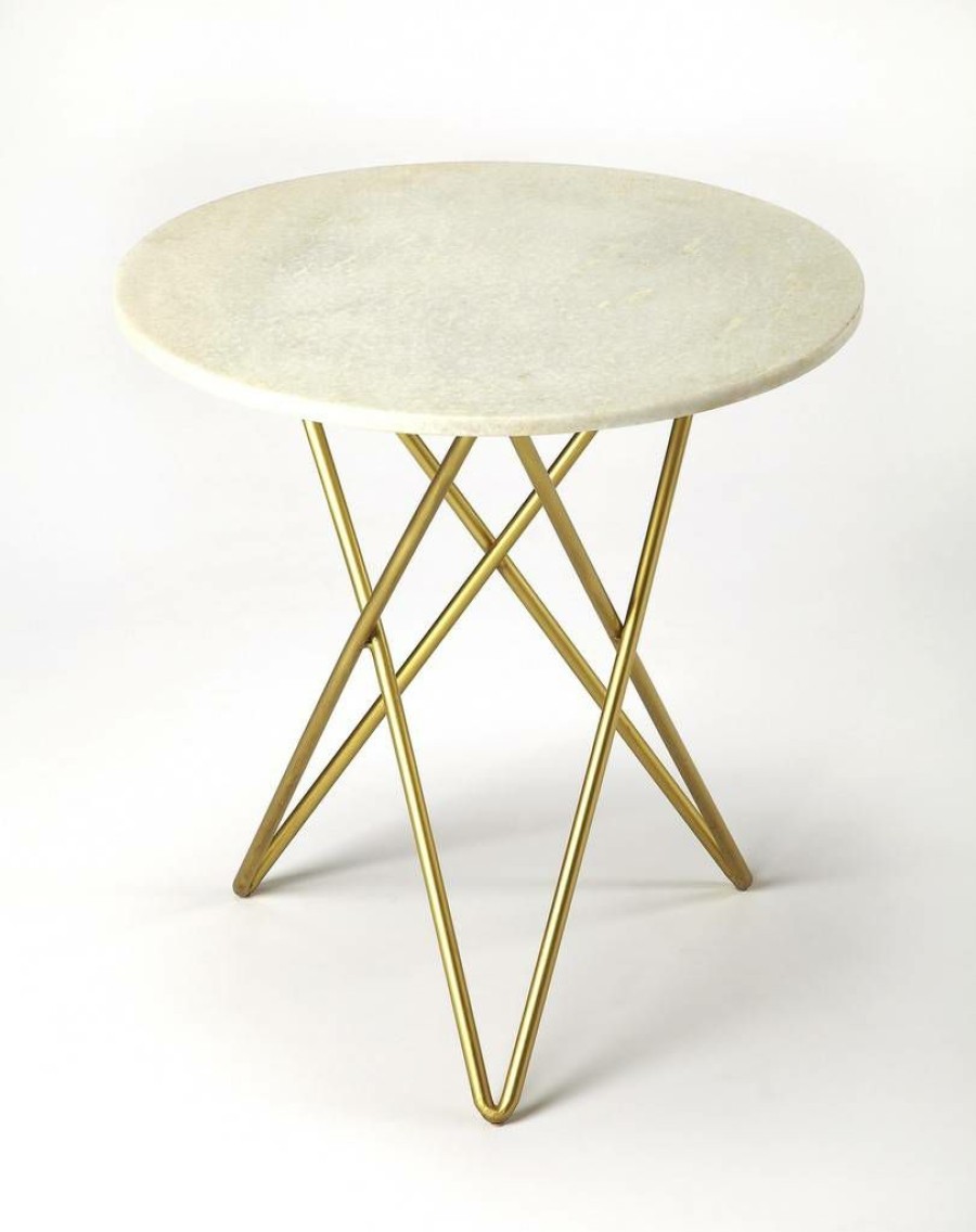 End & Side Tables * | Popular Quantum White Marble Bunching Table Butler Specialty 3775389